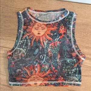 SHEIN Multicolor Celestial Crop Top